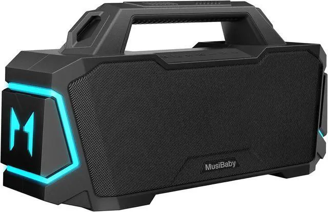 Main image of Bluetooth Speaker,Musibaby M1 Portable Bluetooth Speakers:Loud Stereo Sound with Subwoofer,Deep Bass,IPX6 Waterproof,Wireless Speaker with BT5.3,Dual Pairing,20H+ Playtime for Outdoor,Beach(Blk)