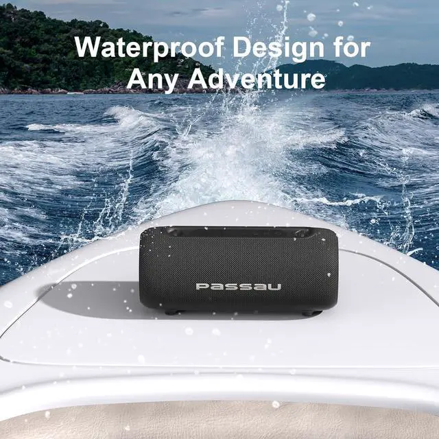 Alt view image 7 of 7 - Passau Portable Bluetooth Speakers Loud 40W Peak Stereo Sound, Passive Radiators-Deep Bass, All Day Playtime, Adjustable Strap, BT5.3, IPX5 Wireless Speaker RGB Lights for Indoor Outdoor