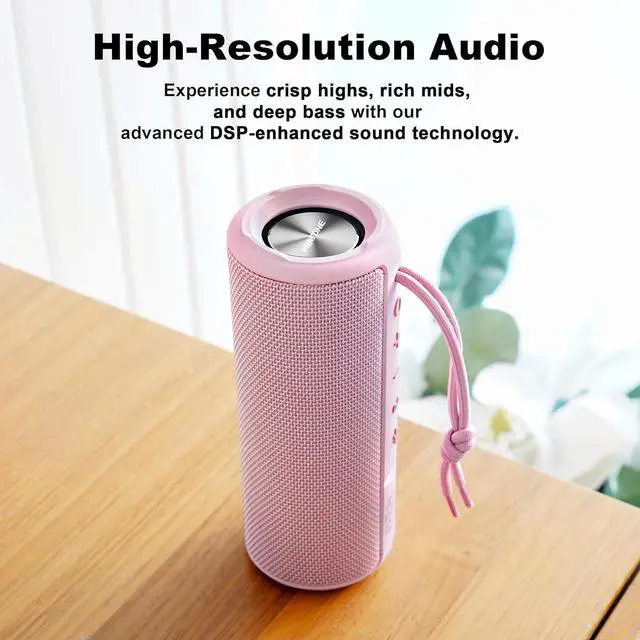 Alt view image 2 of 7 - MIATONE Boombox Outdoor Portable Bluetooth Speaker Waterproof Wireless Speakers Gifts for Women Mothers Mom Wife Her - Pink