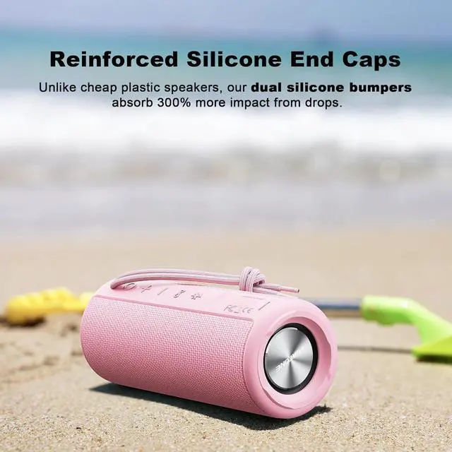Alt view image 3 of 7 - MIATONE Boombox Outdoor Portable Bluetooth Speaker Waterproof Wireless Speakers Gifts for Women Mothers Mom Wife Her - Pink