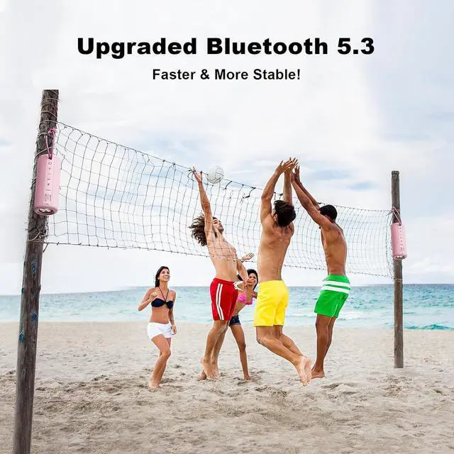 Alt view image 5 of 7 - MIATONE Boombox Outdoor Portable Bluetooth Speaker Waterproof Wireless Speakers Gifts for Women Mothers Mom Wife Her - Pink