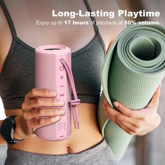 Alt view image 6 of 7 - MIATONE Boombox Outdoor Portable Bluetooth Speaker Waterproof Wireless Speakers Gifts for Women Mothers Mom Wife Her - Pink