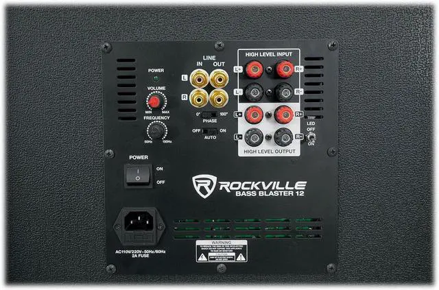 Alt view image 6 of 7 - Rockville BASS Blaster 12 800W Powered Home Audio Subwoofer, 12" High-Grade Woofer with Y30 Magnet, Adjustable Crossover, RCA/Speaker Inputs, LED Lighting, for Home Theater & Music