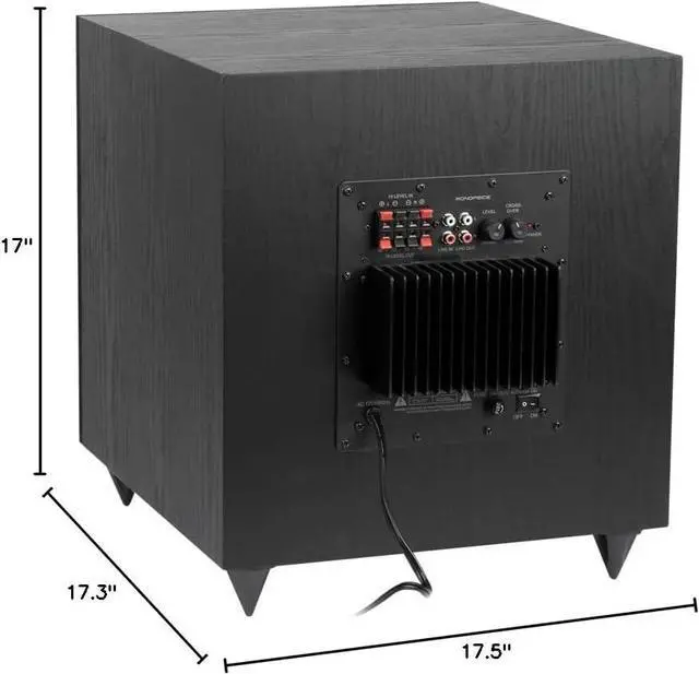 Alt view image 7 of 7 - Monoprice 12 Inch 150 Watt Powered Subwoofer, Black (109723)