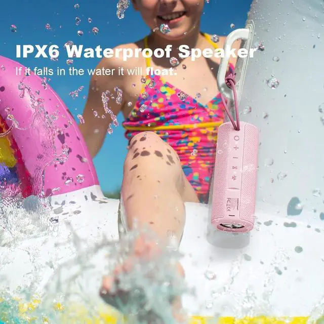 Alt view image 4 of 7 - MIATONE Boombox Outdoor Portable Bluetooth Speaker Waterproof Wireless Speakers Gifts for Women Mothers Mom Wife Her - Pink