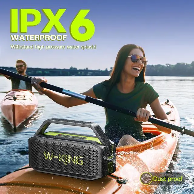 Alt view image 3 of 7 - W-KING Portable Loud Bluetooth Speaker Wireless, 100W Max IPX6 Waterproof Outdoor Speaker Subwoofer, 60W Exlarge Passive Radiator- All-Round Rich Bass/40H/EQ/PowerBank/TF/AUX, Party Big Large Boombox