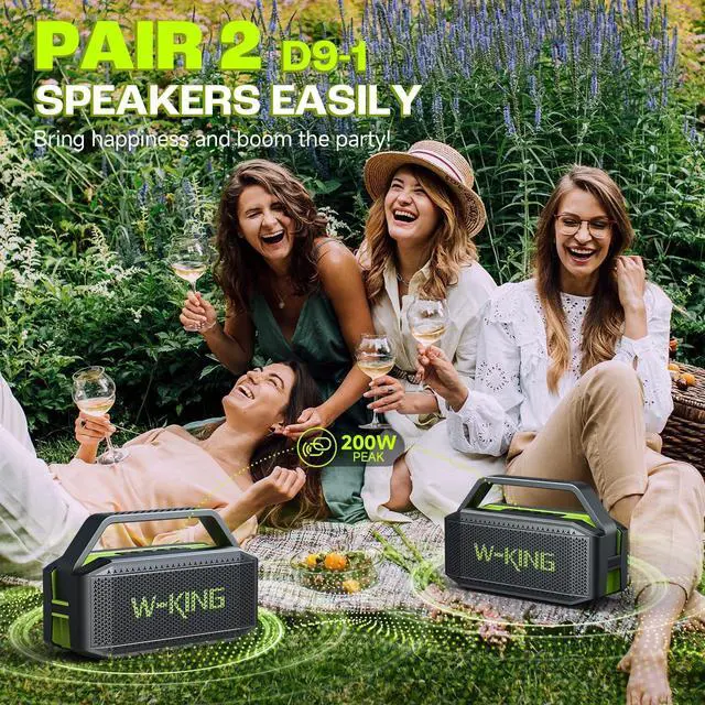 Alt view image 4 of 7 - W-KING Portable Loud Bluetooth Speaker Wireless, 100W Max IPX6 Waterproof Outdoor Speaker Subwoofer, 60W Exlarge Passive Radiator- All-Round Rich Bass/40H/EQ/PowerBank/TF/AUX, Party Big Large Boombox