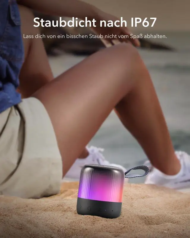 Alt view image 6 of 7 - Soundcore Glow Mini Portable Speaker By Anker, Bluetooth Speaker with 360° Sound, Light Show, 12H Battery, Customizable EQ and Light, IP67 Waterproof and Dustproof, for Camping, Home and Beach Parties