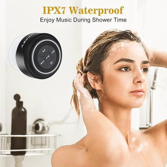 Alt view image 2 of 7 - HAISSKY Bluetooth Shower Speakers, Portable Wireless Speaker with Suction Cup, IP67 Waterproof Outdoor Wireless Speaker, Pairs Easily to Phones, Tablets, Computer, Gift for Men & Women