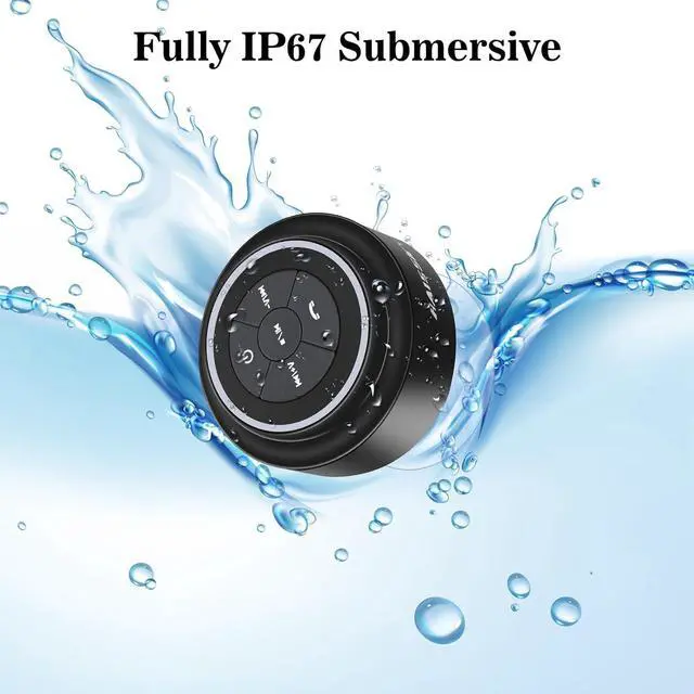 Alt view image 3 of 7 - HAISSKY Bluetooth Shower Speakers, Portable Wireless Speaker with Suction Cup, IP67 Waterproof Outdoor Wireless Speaker, Pairs Easily to Phones, Tablets, Computer, Gift for Men & Women