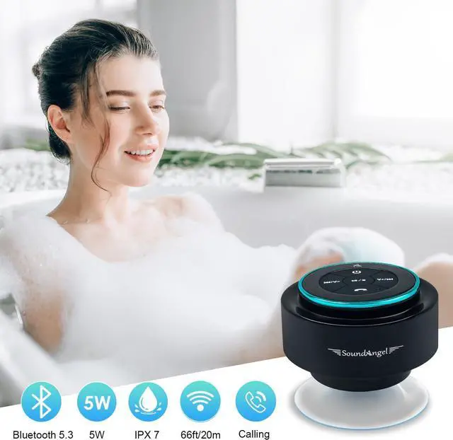 Alt view image 5 of 7 - XLeader, Upgraded, Pro Shower Speaker, Certified IPX7 Waterproof Bluetooth Speaker with Suction Cup, Hook Clip, Built-in Mic, Crystal Sound&Rich Bass, up to 12H Playtime, Ideal Gifts - SoundAngel Mate