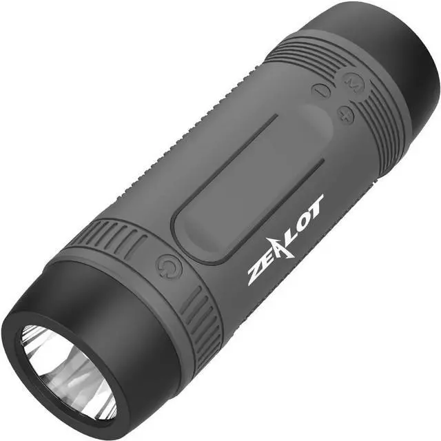 Main image of ZEALOT Portable Bluetooth Speaker, Bluetooth Speakerfor Bicycle, Handlebar sepaker, IPX5 Waterproof, LED Torch Light, MIC/TF/AUX for Home Outdoor Hiking Camping iOS Andoird -Gray