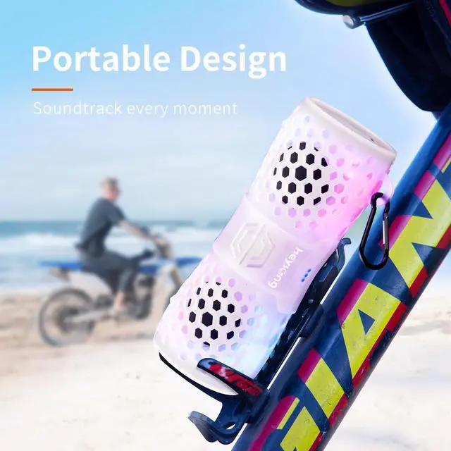 Alt view image 3 of 7 - HEYSONG Bluetooth Speaker, Portable Waterproof Shower Speakers with Lights, IPX7 Waterproof, Loud Sound, Floating, Travel Speakers for Pool, Beach, Kayak, Bike, Gifts for Men, Women, Teen