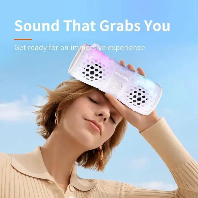 Alt view image 6 of 7 - HEYSONG Bluetooth Speaker, Portable Waterproof Shower Speakers with Lights, IPX7 Waterproof, Loud Sound, Floating, Travel Speakers for Pool, Beach, Kayak, Bike, Gifts for Men, Women, Teen