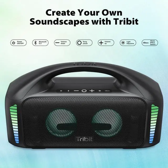 Alt view image 4 of 7 - Tribit StormBox Blast Portable Speaker: 90W Loud Stereo Sound with XBass, IPX7 Waterproof Bluetooth Speaker with LED Light, Bluetooth 5.3&TWS, Custom EQ, 30H Playtime for Outdoor