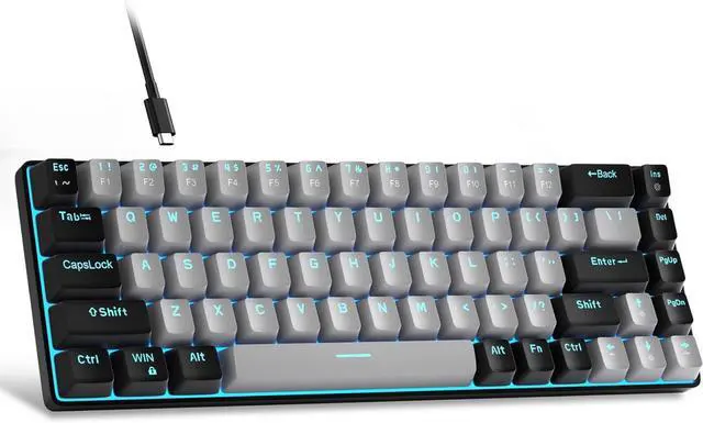 Main image of MageGee Portable 60% Mechanical Gaming Keyboard, MK-Box LED Backlit Compact 68 Keys Mini Wired Office Keyboard with Blue Switch for Windows Laptop PC Mac - Grey/Black