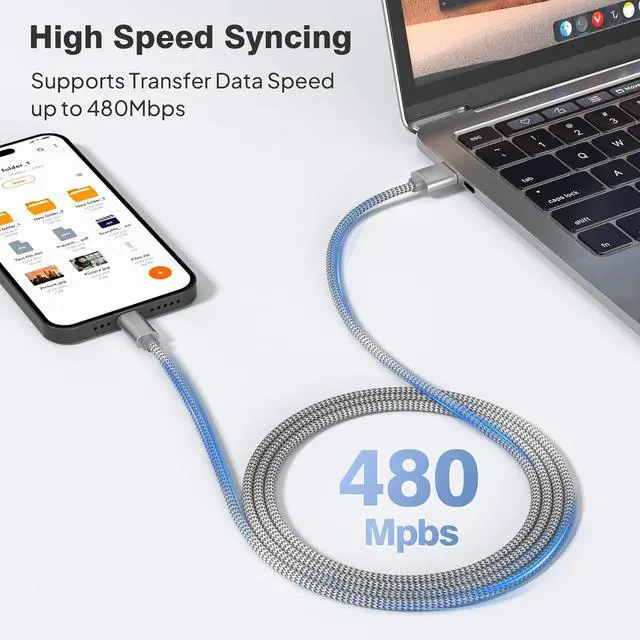 Alt view image 3 of 7 - Elebase iPhone 17 16 Pro Max Charging Cable 1.5/3.3/6.6FT 3Pack,USB A to Type C Car Charger Cord,USBC Carplay Cable for New Apple iPad 10 Mini 8 Air 7,Airpods,Samsung Galaxy S25 S24 Ultra,Z Flip Fold