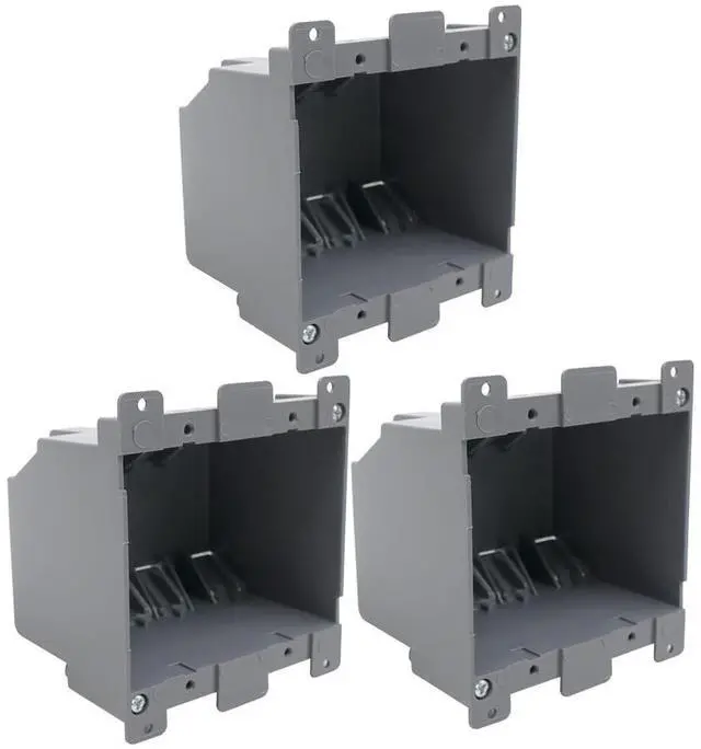 Alt view image 7 of 7 - MAKERELE 2 Gang Old Work Electrical Outlet Box| 26 cu.Inch (3 Pack) | Double Outlet Box|Adjustable Outlet Box for Switches| ETL Tested| 2 Hours Fire Safety and Home Improvement