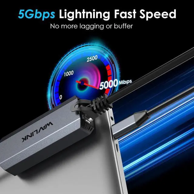 Alt view image 2 of 7 - 5Gbps USB C to Ethernet Adapter USB Type-C to RJ45 Gigabit LAN Ethernet Network Adapter for Windows Mac OS iPad OS and More