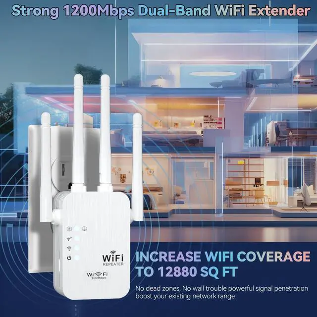 Alt view image 2 of 7 - WiFi Extender, 2025 Fastest WiFi Booster,WiFi Extenders Signal Booster for Home, WiFi Repeater with Ethernet Port Covers up to 9880sq. ft and 55 Devices-Medium-2.4GHZ