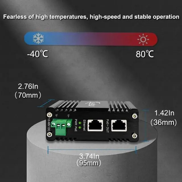 Alt view image 7 of 7 - Industrial Gigabit 30W PoE Injector IEEE802.3af/at 12~48VDC Redundant Power Input DIN-Rail 48V PoE+ Output Injector 10/100/1000Mbps Power Over Ethernet 40 to 80