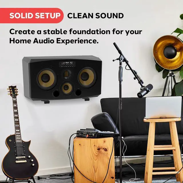 Alt view image 2 of 7 - Adjustable Speaker Wall Mount Brackets - 2 Pack (4 Brackets) Extendable Steel Arms for Center Channel, Small or Large Speakers & Soundbars - 110 lbs Capacity, 6.7-11.8" Depth (Black)