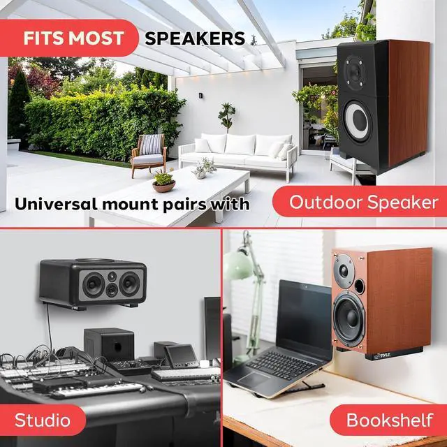 Alt view image 6 of 7 - Adjustable Speaker Wall Mount Brackets - 2 Pack (4 Brackets) Extendable Steel Arms for Center Channel, Small or Large Speakers & Soundbars - 110 lbs Capacity, 6.7-11.8" Depth (Black)