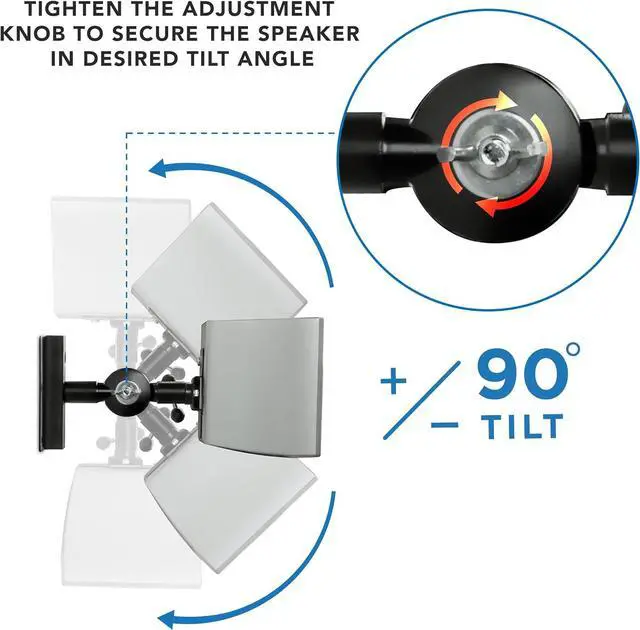 Alt view image 6 of 6 - Mount-It! Speaker Mount for Wall and Ceiling, Low Profile Heavy Duty, Anti-Theft, Universal for Channel Surround Sound and Satellite Speakers, Black, 2 Mounts
