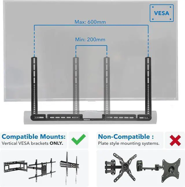 Alt view image 7 of 7 - Mount-It! TV Speaker Bracket Compatible with Sonos Arc Soundbars | Soundbar Mount for TV to Achieve Directional Sound All Around, Designed for Compatibility with Sonos Arc