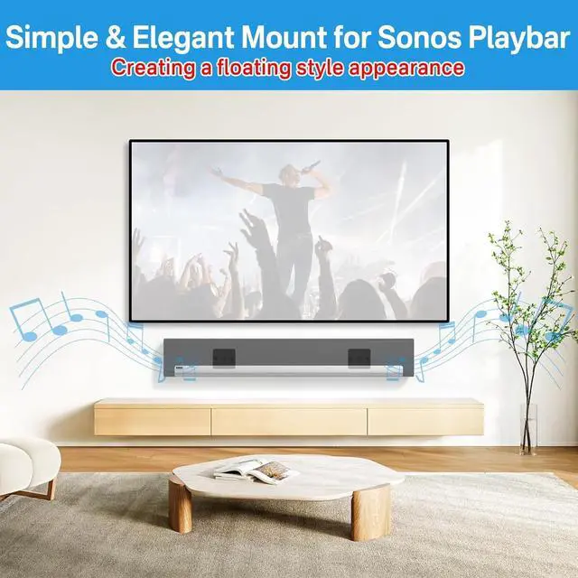 Alt view image 2 of 7 - notiela Upgrade Wall Mount for Sonos Playbar Mount Bracket Easy to Install Fit for Sonos Playbar Wall Mount Under TV Mounting Bracket for Space Saving