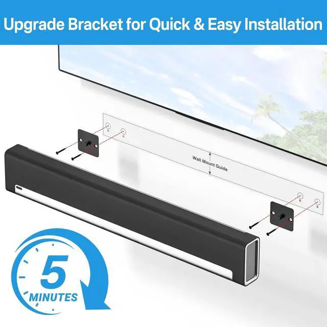 Alt view image 3 of 7 - notiela Upgrade Wall Mount for Sonos Playbar Mount Bracket Easy to Install Fit for Sonos Playbar Wall Mount Under TV Mounting Bracket for Space Saving
