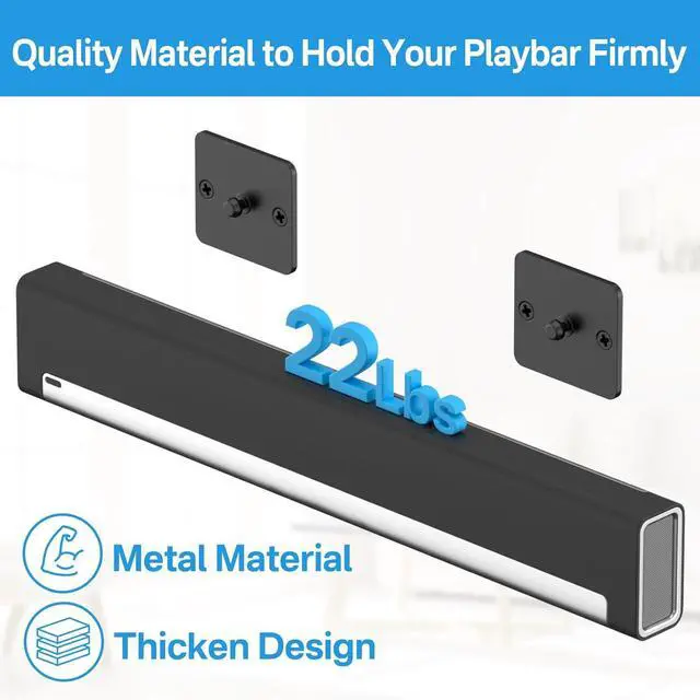 Alt view image 4 of 7 - notiela Upgrade Wall Mount for Sonos Playbar Mount Bracket Easy to Install Fit for Sonos Playbar Wall Mount Under TV Mounting Bracket for Space Saving