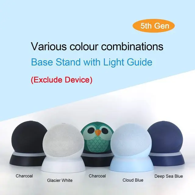 Alt view image 3 of 6 - Table Stand for Echo Dot 5th & 4th Generation,C YECEN Desktop Holder Mount,Base Bracket with Light Guide and with Built-in Cable Management,Glacier White