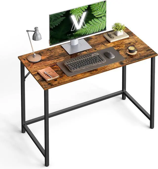 Main image of VASAGLE Computer Desk, Gaming Desk, Home Office Desk, for Small Spaces, 19.7 x 39.4 x 29.9 Inches, Industrial Style, Metal Frame, Rustic Brown and Black ULWD41X