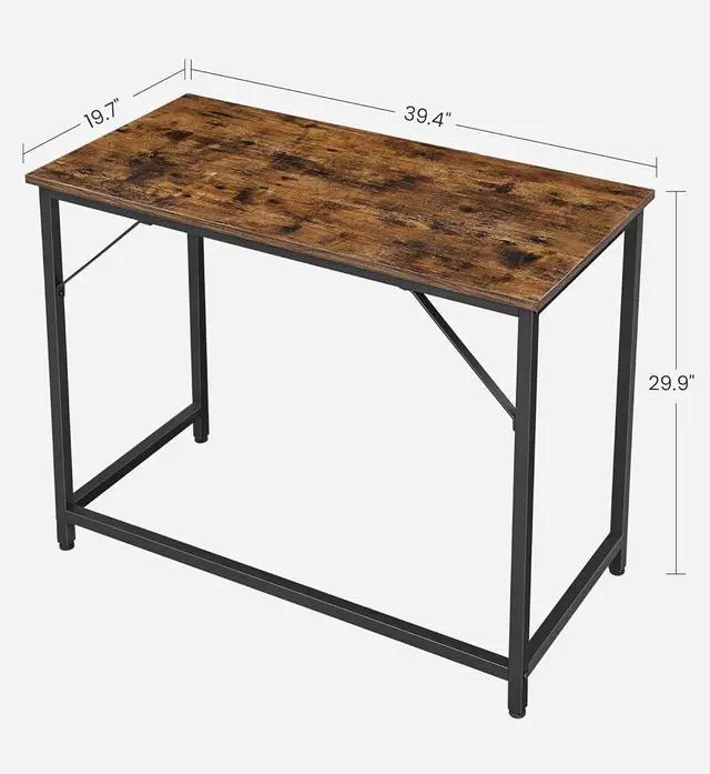 Alt view image 3 of 7 - VASAGLE Computer Desk, Gaming Desk, Home Office Desk, for Small Spaces, 19.7 x 39.4 x 29.9 Inches, Industrial Style, Metal Frame, Rustic Brown and Black ULWD41X