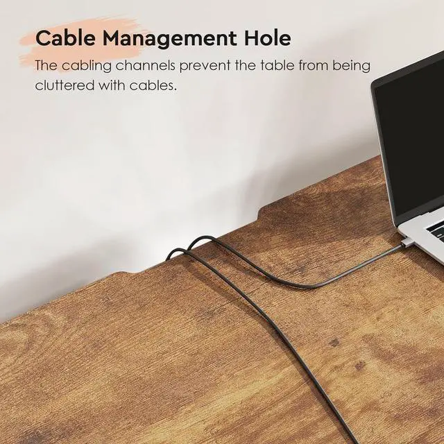 Alt view image 7 of 7 - Maihail Small Desk with Drawers, 31.5 inch Small Computer Desk with Drawers, Writing Desk with Drawers for Small Spaces, Compact Desk for Small Spaces, Metal Frame for PC Laptop, Rustic Brown2