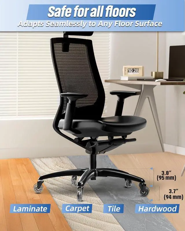 Alt view image 3 of 7 - Sytopia 28" Heavy-Duty Office Chair Base Replacement with Wheels (Set of 5), Metal Base with Casters, Total Height: 7.5" (18.9 cm), Compatible with 2" Gas Cylinder