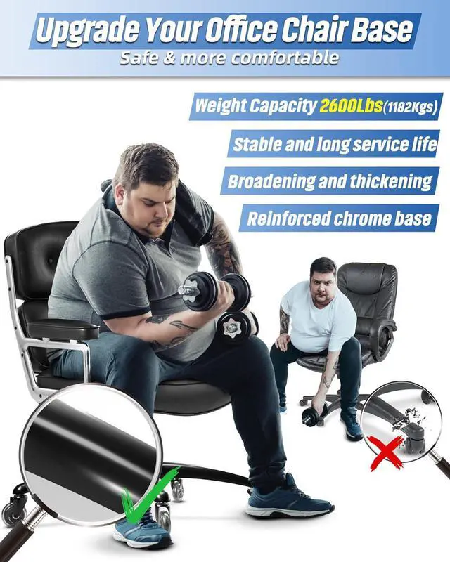 Alt view image 6 of 7 - Sytopia 28" Heavy-Duty Office Chair Base Replacement with Wheels (Set of 5), Metal Base with Casters, Total Height: 7.5" (18.9 cm), Compatible with 2" Gas Cylinder