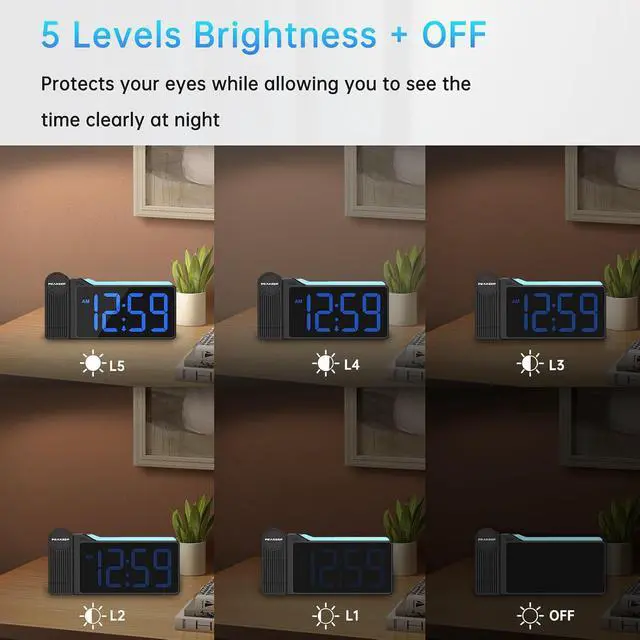 Alt view image 5 of 7 - Peakeep Projection Alarm Clock for Bedroom Ceiling with Colorful Nightlight