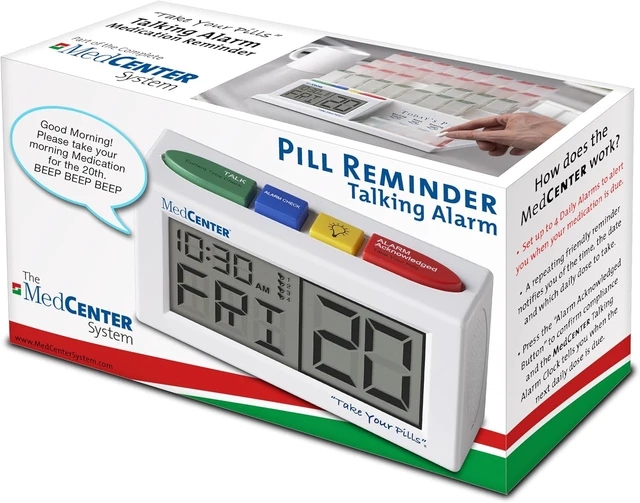 Alt view image 2 of 7 - Digital Talking Medication Alarm Clock for Seniors