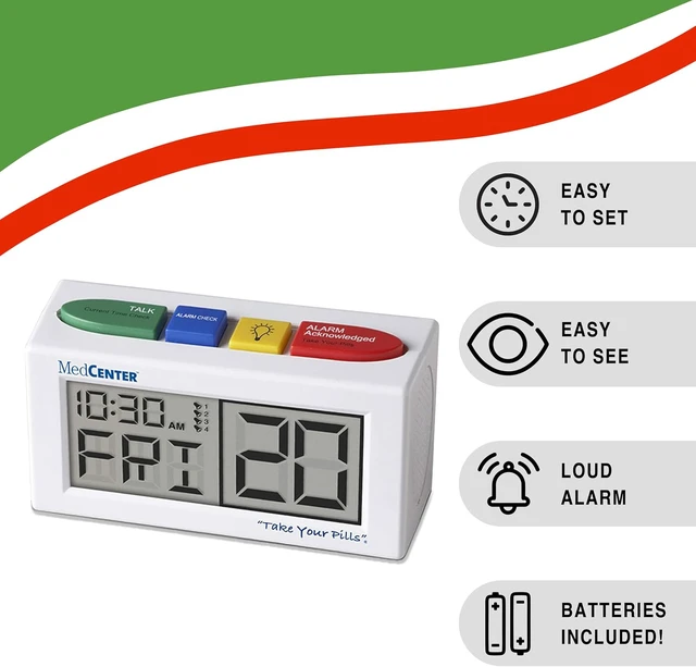 Alt view image 3 of 7 - Digital Talking Medication Alarm Clock for Seniors
