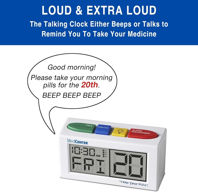 Alt view image 4 of 7 - Digital Talking Medication Alarm Clock for Seniors