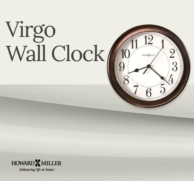 Alt view image 2 of 6 - Howard Miller Virgo Wall Clock - Round Analog Clock, Battery Operated with Quartz Movement, Sturdy Metal Frame, Modern Display, Easy-to-Read Numerals - Ideal for Kitchen, Bedroom, & Living Room Decor