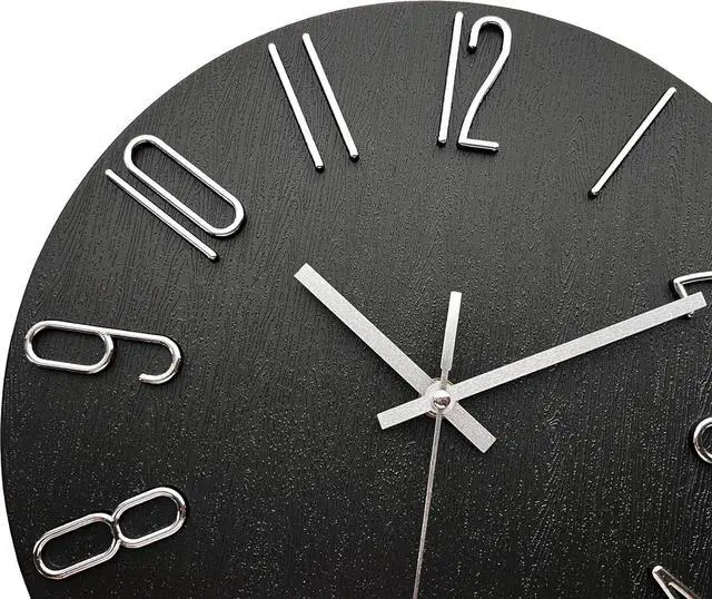 Alt view image 3 of 7 - AIRUIFU Wall Clock 12 Inch Silent Non-Ticking Modern Clocks Battery Operated - Analog Small Classic for Office, Home, Bathroom, Kitchen, Bedroom, School, Living Room(Black)