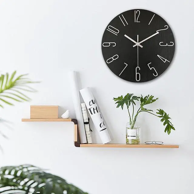 Alt view image 7 of 7 - AIRUIFU Wall Clock 12 Inch Silent Non-Ticking Modern Clocks Battery Operated - Analog Small Classic for Office, Home, Bathroom, Kitchen, Bedroom, School, Living Room(Black)