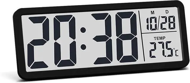 Main image of JoFomp LCD Digital Wall Clocks Battery Operated, 8.5" Modern Wall Clocks for Living Room Decor, Simple Digital Wall Clock with Temperature/Date/Time - 12/24H, Small Desk Clock for Bedroom Office