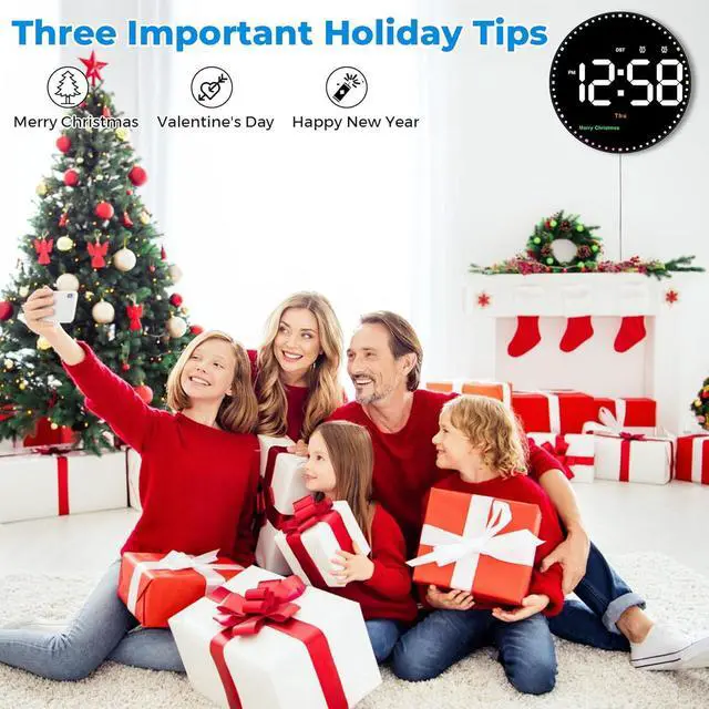 Alt view image 2 of 7 - SZELAM Digital Wall Clock,10" Digital Clock Large Display with Remote Control,Adjustable Brightness, Calendar, Temperature, 12/24 H, for Living Room Office Bedroom Elderly Adults