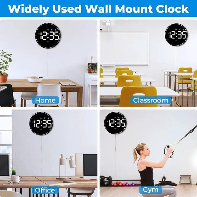 Alt view image 7 of 7 - SZELAM Digital Wall Clock,10" Digital Clock Large Display with Remote Control,Adjustable Brightness, Calendar, Temperature, 12/24 H, for Living Room Office Bedroom Elderly Adults