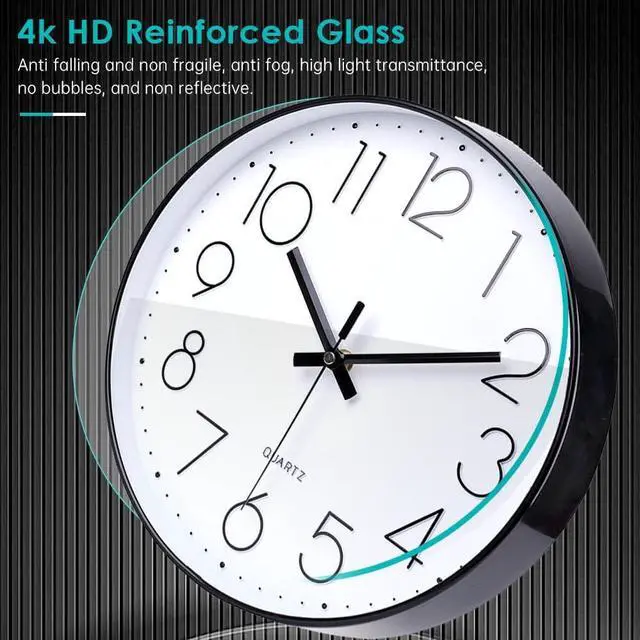 Alt view image 2 of 7 - jomparis 12 Inch Wall Clock Silent Non Ticking Battery Operated Quartz Modern Decorative Round Wall Clock for Office Classroom School (Black)