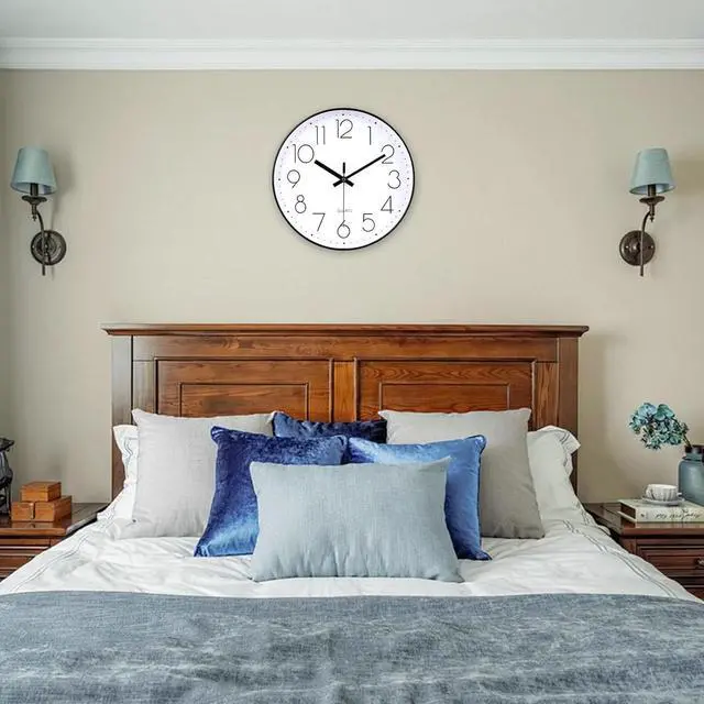 Alt view image 4 of 7 - jomparis 12 Inch Wall Clock Silent Non Ticking Battery Operated Quartz Modern Decorative Round Wall Clock for Office Classroom School (Black)